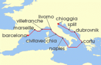 Cruise itinerary map for Viking Cruises 12 Night Mediterranean Odyssey (137951)