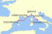 Cruise itinerary map for Windstar Cruises 7 Night Europes Winter Riviera (121315)