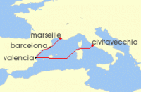 Cruise itinerary map for MSC Cruises 4 Night Mediterranean (143381)