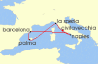 Cruise itinerary map for Royal Caribbean Cruises 7 Night Western Mediterranean Cruise (106849)