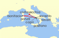 Cruise itinerary map for SeaDream Yacht Club 7 Night Italian Riviera Wine Voyage (116056)