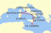 Cruise itinerary map for SeaDream Yacht Club 7 Night Southern Italy Dream (132317)