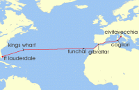 Cruise itinerary map for Celebrity Cruises 14 Night Italy & Portugal Transatlantic (141263)