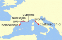 Cruise itinerary map for Viking Cruises 7 Night Iconic Western Mediterranean (140358)