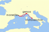 Cruise itinerary map for MSC Cruises 3 Night Mediterranean (130383)