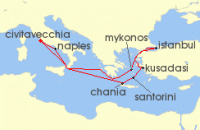 Cruise itinerary map for Celebrity Cruises 11 Night Greece, Turkey & Italy (127871)