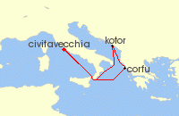 Cruise itinerary map for Princess Cruises 5 Night Greece & Adriatic Sampler (121830)