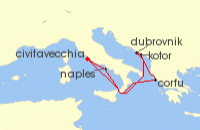 Cruise itinerary map for Princess Cruises 7 Night Mediterranean & Adriatic (135280)