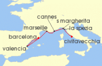 Cruise itinerary map for Royal Caribbean Cruises 7 Night Italy, Spain & French Riviera (127335)