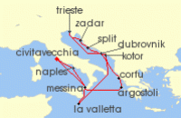 Cruise itinerary map for Cunard Line 14 Night Italy (134859)