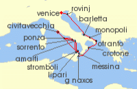 Cruise itinerary map for Star Clippers 18 Night Grand Voyage: Rome To Venice (128578)