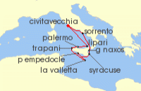 Cruise itinerary map for Windstar Cruises 10 Night Sicilian Splendors (138656)