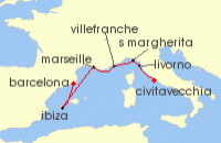 Cruise itinerary map for Royal Caribbean Cruises 7 Night Italy, Spain & French Riviera (136009)