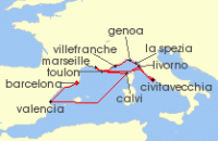 Cruise itinerary map for Cunard Line 14 Night Italy (132918)