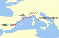 Cruise itinerary map for MSC Cruises 3 Night Mediterranean (139788)