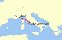 Cruise itinerary map for Explora Journeys 7 Night Monaco F1® Race Weekend, Reimagined​ (137588)