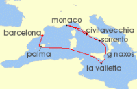 Cruise itinerary map for Explora Journeys 13 Night An Extended Journey to Mediterranean Icons and F1&reg; Celebrations​ (142282)