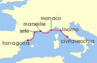 Cruise itinerary map for Viking Cruises 7 Night Iconic Western Mediterranean (141357)
