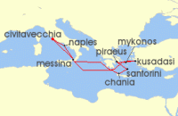 Cruise itinerary map for Celebrity Cruises 11 Night Greece & Italy (137177)