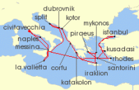 Cruise itinerary map for Princess Cruises 21 Night The Best of the Mediterranean (134431)
