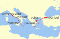 Cruise itinerary map for Explora Journeys 7 Night A Journey through Italys Timeless Wonders to Istanbuls Vibrant Soul (142020)