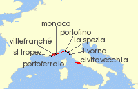 Cruise itinerary map for SeaDream Yacht Club 7 Night Western Mediterranean Explorer (141333)