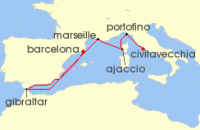 Cruise itinerary map for Holland America Line 7 Night Western Mediterranean With History Channel (123814)