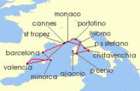 Cruise itinerary map for Explora Journeys 14 Night An Extended Journey of Rocky Scenery, Diverse Cultures & Captivating Cities (136341)