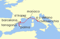 Cruise itinerary map for Explora Journeys 7 Night A Journey of Treasured Secrets & Chic Promenades (128775)