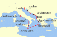 Cruise itinerary map for Oceania Cruises 9 Night In Bloom Around the Boot Rome to Trieste (138253)