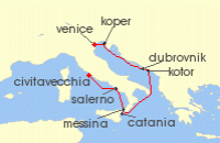 Cruise itinerary map for Regent Seven Seas Cruises 8 Night Adriatic Jewel Rome (Civitavecchia) To Venice (Fusina) (136493)
