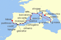 Cruise itinerary map for Oceania Cruises 20 Night Summer Splendor Rome to Lisbon (138789)