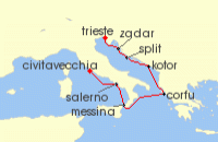 Cruise itinerary map for Oceania Cruises 7 Night Mediterranean Wayfarer Rome to Trieste (127575)