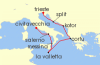 Cruise itinerary map for Oceania Cruises 7 Night Mediterranean Muse Rome to Trieste (138248)