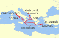 Cruise itinerary map for Princess Cruises 14 Night Mediterranean, Aegean & Adriatic (135509)