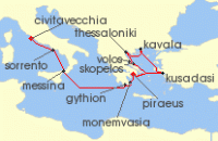 Cruise itinerary map for Windstar Cruises 14 Night Star Collector: Mediterranean Masterpieces of Italy & Northern Greece (123929)