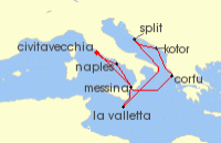 Cruise itinerary map for Princess Cruises 10 Night Mediterranean with Italy & Croatia (137774)