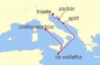 Cruise itinerary map for Cunard Line 7 Night Italy (137820)