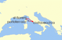 Cruise itinerary map for Star Clippers 3 Night Rome To Rome (128551)
