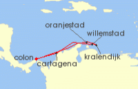 Cruise itinerary map for Royal Caribbean Cruises 7 Night Southern Caribbean Cruise (131784)