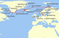 Cruise itinerary map for Crystal Cruises 32 Night Baltics & Northern Europe - Copenhagen To Reykjavik (138829)