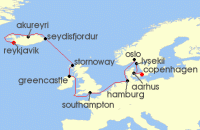 Cruise itinerary map for Explora Journeys 15 Night An Extended Journey through Northern Shores and Glacial Realms (136413)