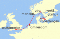 Cruise itinerary map for Explora Journeys 8 Night A Journey of Charming Villages & Glorious Waterside Scenery (136567)
