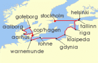 Cruise itinerary map for Silversea Cruises 13 Night Copenhagen To Stockholm (140199)