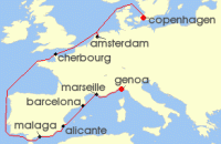 Cruise itinerary map for MSC Cruises 11 Night Northern Europe (137825)