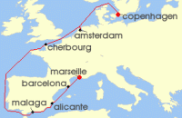 Cruise itinerary map for MSC Cruises 10 Night Northern Europe (138395)