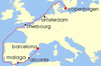 Cruise itinerary map for MSC Cruises 9 Night Northern Europe (136455)