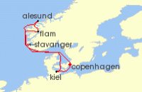 Cruise itinerary map for Costa Cruises 7 Night Northern Europe from Copenhagen (128201)