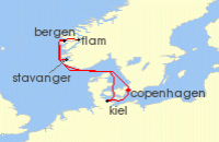 Cruise itinerary map for Costa Cruises 7 Night Northern Europe from Copenhagen (114286)