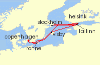 Cruise itinerary map for Explora Journeys 8 Night A Journey through Nordic Charms & Baltic Treasures (136264)